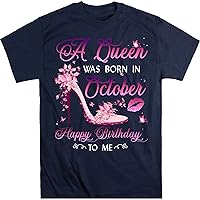 Women a Queen was Born in October Happy Birthday to Me High Heel T-Shirt, October Queen, October Girl Birthday Gift