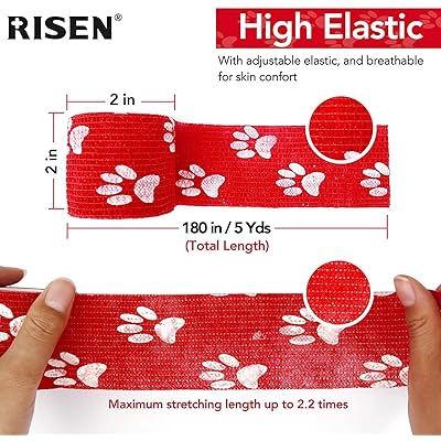 Cohesive Bandage 2 x 5 Yards, 6 Rolls, Self Adherent Wrap Medical Tape,  Adhesive Flexible Breathable First Aid Gauze Ideal for Stretch Athletic