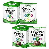 Orgain Organic Vegan Protein Powder Travel Packs - Vanilla Bean and Chocolate Fudge (10 Packets Each)