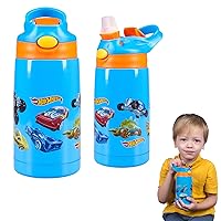Franco Kids Double Wall Vacuum Insulated Stainless Steel Water Bottle, 14-Ounce, Hot Wheels