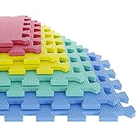 Interlocking Floor Mats - 8-Piece Nontoxic Exercise Mat or Play Mat for Toddlers, Babies or Kids - Foam Padding for Home Gym by Stalwart (Multicolor)