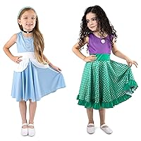 Little Adventures Cinderella & Mermaid Princess Twirl Dress Up Bundle - Machine Washable (Large Size 8)