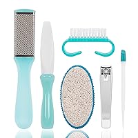 Pedicure Kit – Care For Your Feet – Includes Toenail Clipper, Cuticle Pusher, Pumice Stone, Callus Remover, Contour Toe File, Nail Brush & Storage Pouch – 6 Pieces