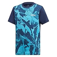 adidas Kids Boys Tshirt Young Stamp Racing Essentials T-Shirt Fashion (DV1764_128) Navy/Light Blue