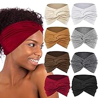Tyfthui 8 Pack Wide Headbands for Women, Extra Large Head Wraps Hair Accessories for Women (Color D)