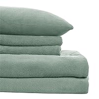 Micro Fleece Bed Sheet Set, Full 4-Piece Polar Fleece Sheet Set Double Includes Flat Sheet, Pillowcases and 15