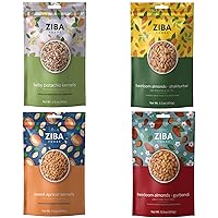 Variety Nut Bundle by Ziba |Shakhurbai Almonds, Baby Pistachio Kernels, Gurbandi Almonds, Sweet Apricot Kernels |Non-GMO, Vegan |Superfoods High in Fiber, Immune Boosting Antioxidants| Bundle of 4