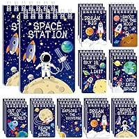 Outer Space Mini Notebook 32 Pack Space Party Favor Galaxy Goodie Bags Solar System Astronaut Science Rocket Planet Small Spiral Pocket Notepads for Space Theme Birthday Party Supplies