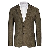 Mens Wool Blend Blazer Jacket Houndstooth Suit Blazer Notch Lapel 2 Button