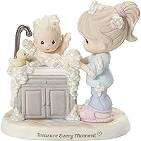 Precious Moments Mom Giving Baby a Bath Figurine | Treasure Every Moment Mom and Baby Bisque Porcelain Figurine New Mom Gift