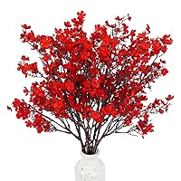 30 Pcs Babys Breath Artificial Flowers Bulk Silk Red Faux Flowers Real Touch Gypsophila Bouquet for Christmas Halloween Home Wedding Decoration