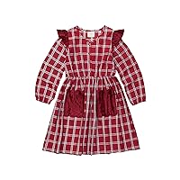 Girls' Little Eve Dress Tartan, Red, 6Y