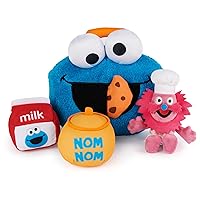 GUND Sesame Street Official Cookie Monster & Gonger Playset, Premium Plush Sensory Toys Playset for Ages 1 & Up, Blue, 8”