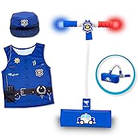 Pogo Hopper Pretenders Police Role Play Costume Set- Includes Police Cap and Vest, Police Pogo Hopper with Siren and Flashing Lights - Indoor and Outdoor Fun for Ages 3 and Up