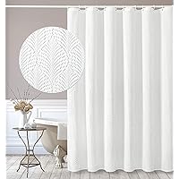 Gibelle Extra Long Shower Curtain 72 x 84, Tall 3D Embossed Textured White Fabric Shower Curtain, Modern Farmhouse Chic Soft Cloth Bathroom Curtains Shower Set with Hooks