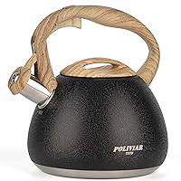 POLIVIAR Tea Kettle, 2.7 Quart Stovetop Tea Kettle, Audible Whistling Teapot with Crackle Finish, Food Grade Stainless Steel for Anti-Rust, Anti Hot Handle, Suitable for All Heat Sources (JX2023-LRB)