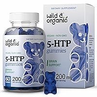 Wild & Organic 5-HTP Gummies - 5-HTP Supplement Formula for Sleep & Mood Support Supplement - 5-htp Gummy Melatonin - 5-htp 200mg 60 Chews, Blueberry Flavor
