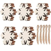 Unfinished Wooden Christmas Ornaments-Tmflexe 50-Pack Paintable Blank Xmas Tree Hanging Wood Slices for Kids DIY Art Crafts, Christmas DIY Wood Snowflake