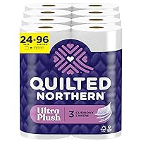 Quilted Northern Ultra Plush Toilet Paper, 24 Mega Rolls = 96 Regular Rolls, 3X Thicker*, 3 Ply Soft Toilet Tissue (Packaging May Vary)
