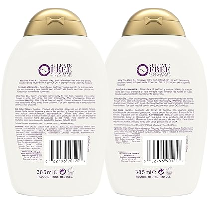 OGX Extra Strength Damage Remedy + Coconut Miracle Oil Shampoo & Conditioner Set, 13 Fl. Oz. (Pack of 2)