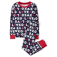 The Children's Place Kids' Valentine's Day Long Sleeve Top and Pants Snug Fit 100% Cotton 2 Piece Pajama Set