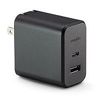 mophie GaN 60W Charger - USB-C Charger with USB-A Port, Fast Charging for Phones, Tablets, Laptops - Compact, Foldable Prongs, Eco-Friendly Materials, Black
