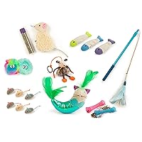 SmartyKat (18 Set Bundle Welcome Home New Cat Necessity Variety Pack Catnip Cat Toys, Includes Bonus Catnip - Multi Color, Set of 18