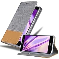Book Case Compatible with Huawei Enjoy 7 Plus in Light Grey Brown - with Magnetic Closure, Stand Function and Card Slot - Wallet Etui Cover Pouch PU Leather Flip