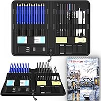 41-Piece Sketch Pencils Set with Sketchbook, Includes Graphite Pencils, Pastel Pencils, Soft Graphite Pencil, Sharpeners, Erasers, and More for Kids, Teens, and Adults