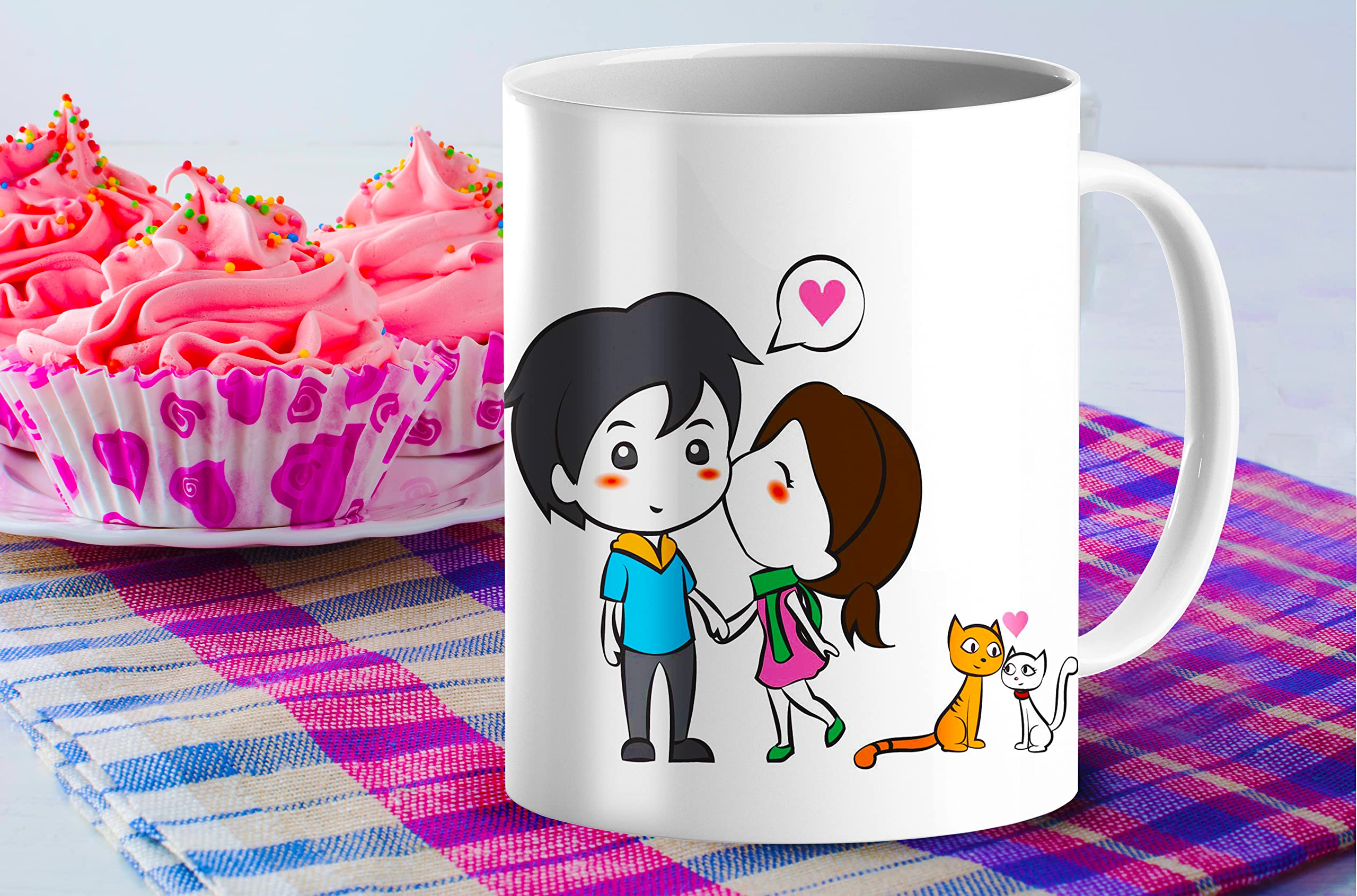 Mua Cortunex Heat Changing Mug - Lovely Cartoon Couple and Cute Cats -  Color Changing Coffee Mug - Funny Cute Mug for Women, Wife, Mother and Cats  Lovers - 11 Oz Ceramic