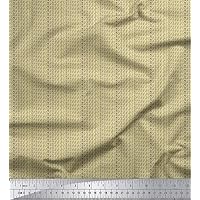 Soimoi Beige Japan Crepe Satin Fabric Brush Stroke Abstract Printed Fabric 1 Yard 42 Inch Wide