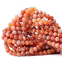 60PCS 6mm Natural Red Dragon Vein Agate Round Loose Beads for Jewelry Making 1 Strand 15 inch