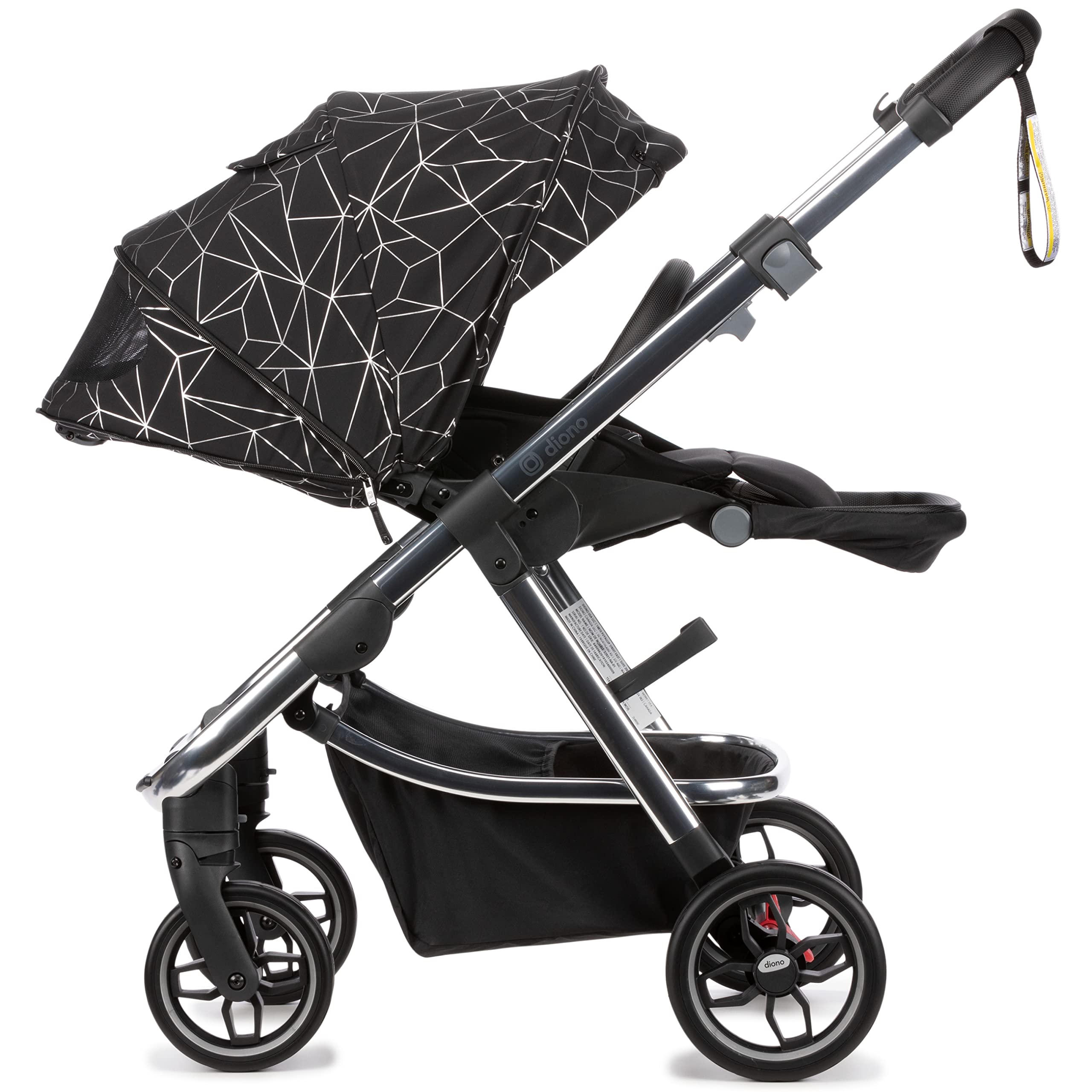 Diono Excurze Luxe Baby, Infant, Toddler Stroller, Perfect City Travel System Stroller and Car Seat Compatible, Adaptors Included Compact Fold, Narrow Ride, XL Storage Basket, Black Platinum