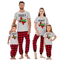 Matching Family Custom Christmas Plaid Texas Map T-Shirt