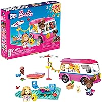 Mega Barbie Camper Building Toy Vehicle Playset, Adventure DreamCamper with 123 Pieces, 2 Micro-Dolls, Accessories, Pets and Furniture