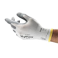 Ansell HyFlex 11-800 Nylon Glove, Gray Foam Nitrile Coating, Knit Wrist Cuff, X-Large, Size 10 (Pack of 12)