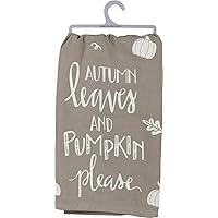 Primitives by Kathy Gray and White Hand-Lettered Dish Towel, 28 x 28-Inch, Autumn Leaves