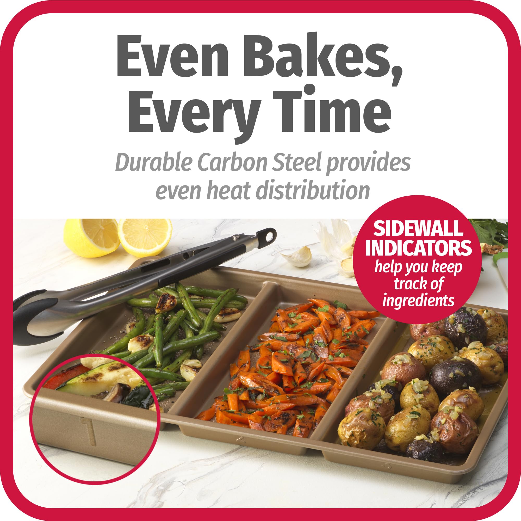 GoodCook Best Bake Nonstick Textured Carbon Steel Divided Sheet Pan, 11