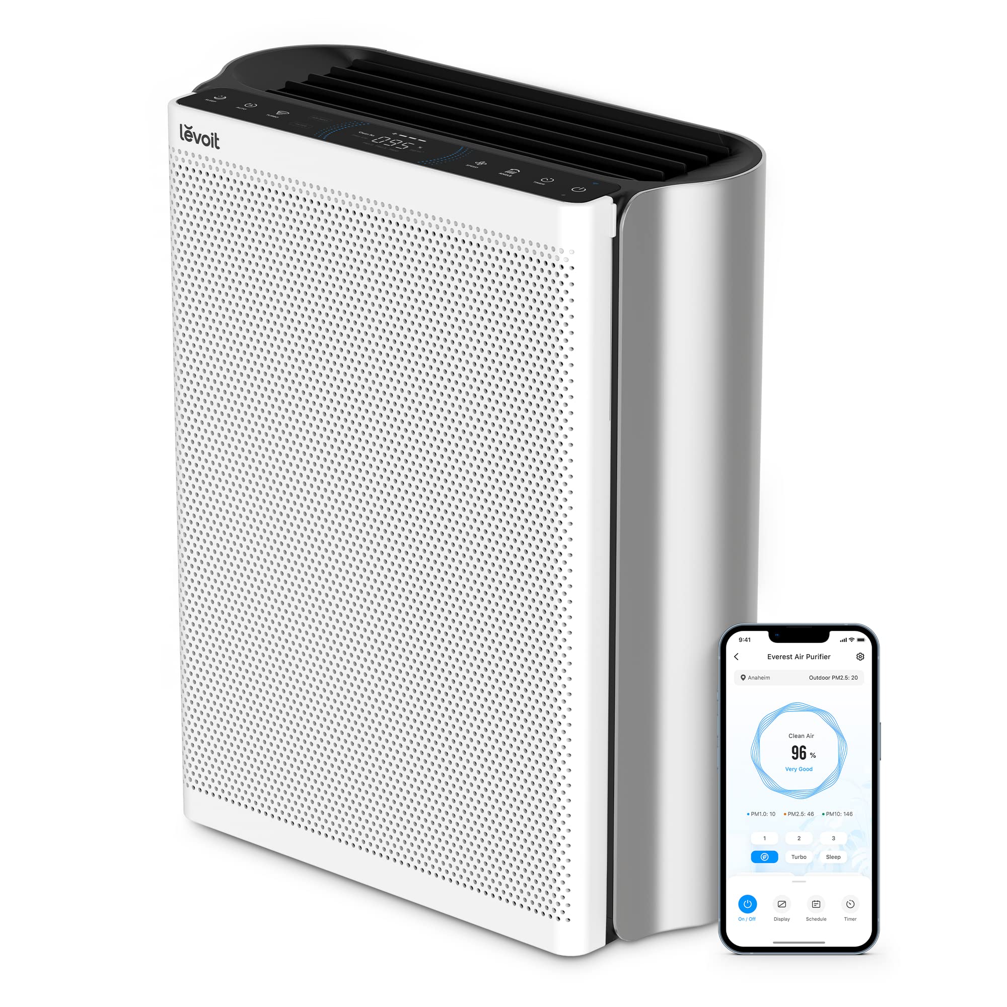 LEVOIT Air Purifiers for Home Large Room with Washable Filter, 3-Channel Air Quality Monitor, Smart WiFi and Filter for Pets, Allergies, Smoke, Dust, Pollen, Alexa Control, 2790 Ft², EverestAir