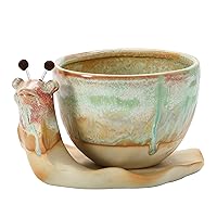 Creative Co-Op Stoneware Snail Planter, Reactive Glaze, (Each One Will Vary), Set of 2 Pieces