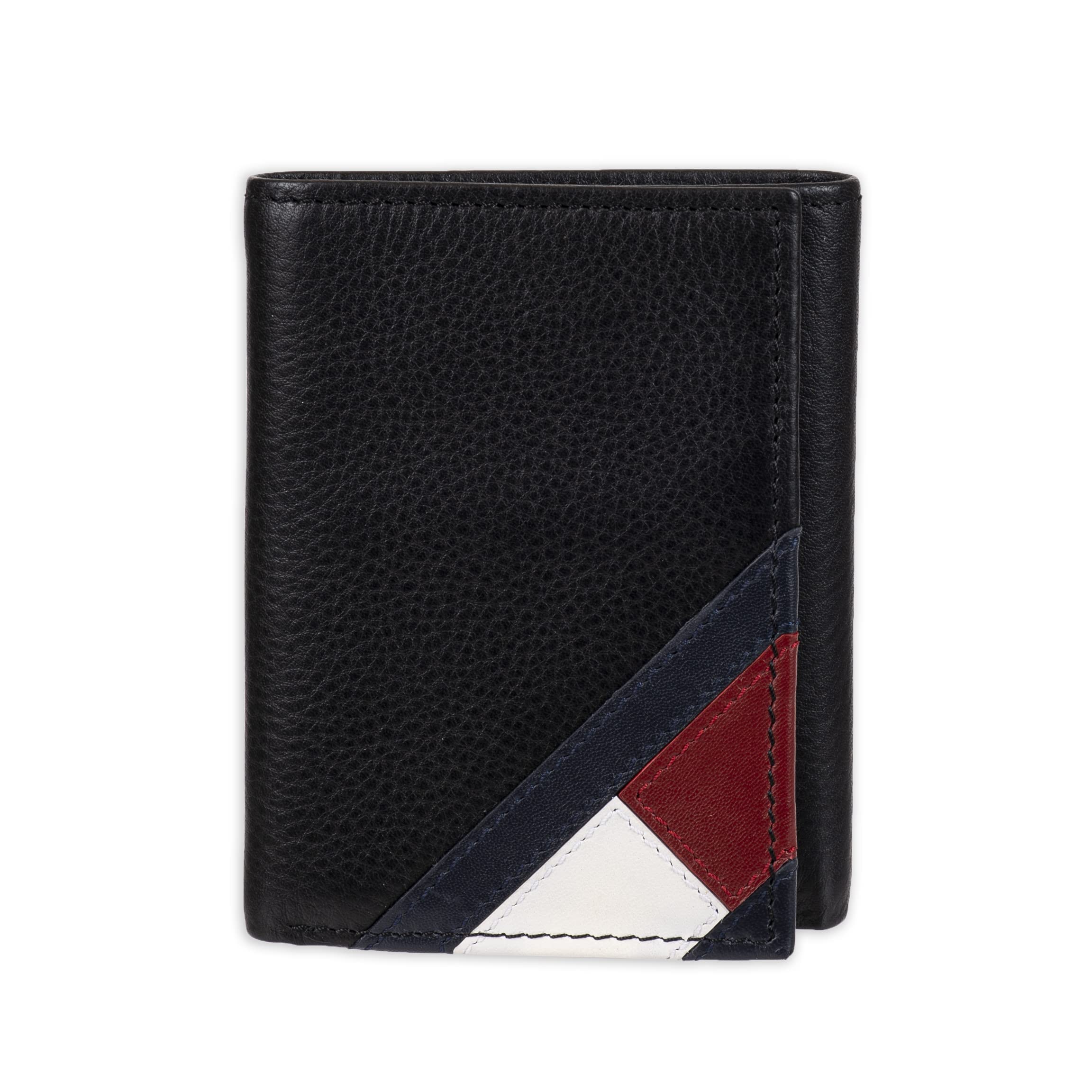 Tommy Hilfiger Men's Genuine Leather Slim Trifold Wallet with ID Window