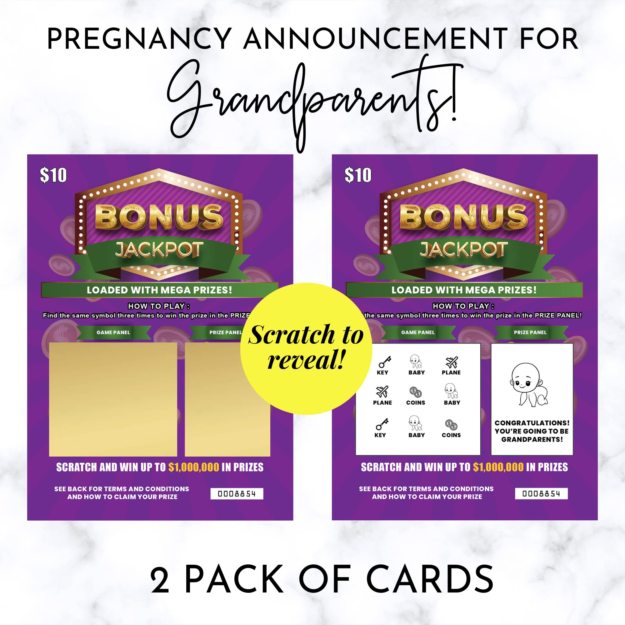 Zoschie 2 Pregnancy Announcement for Grandparents Lottery Ticket Scratch Off Cards - Grandparents Baby Announcement and Pregnancy Reveal Gift, Baby Surprise Scratchers for Grandma, Grandpa and Family