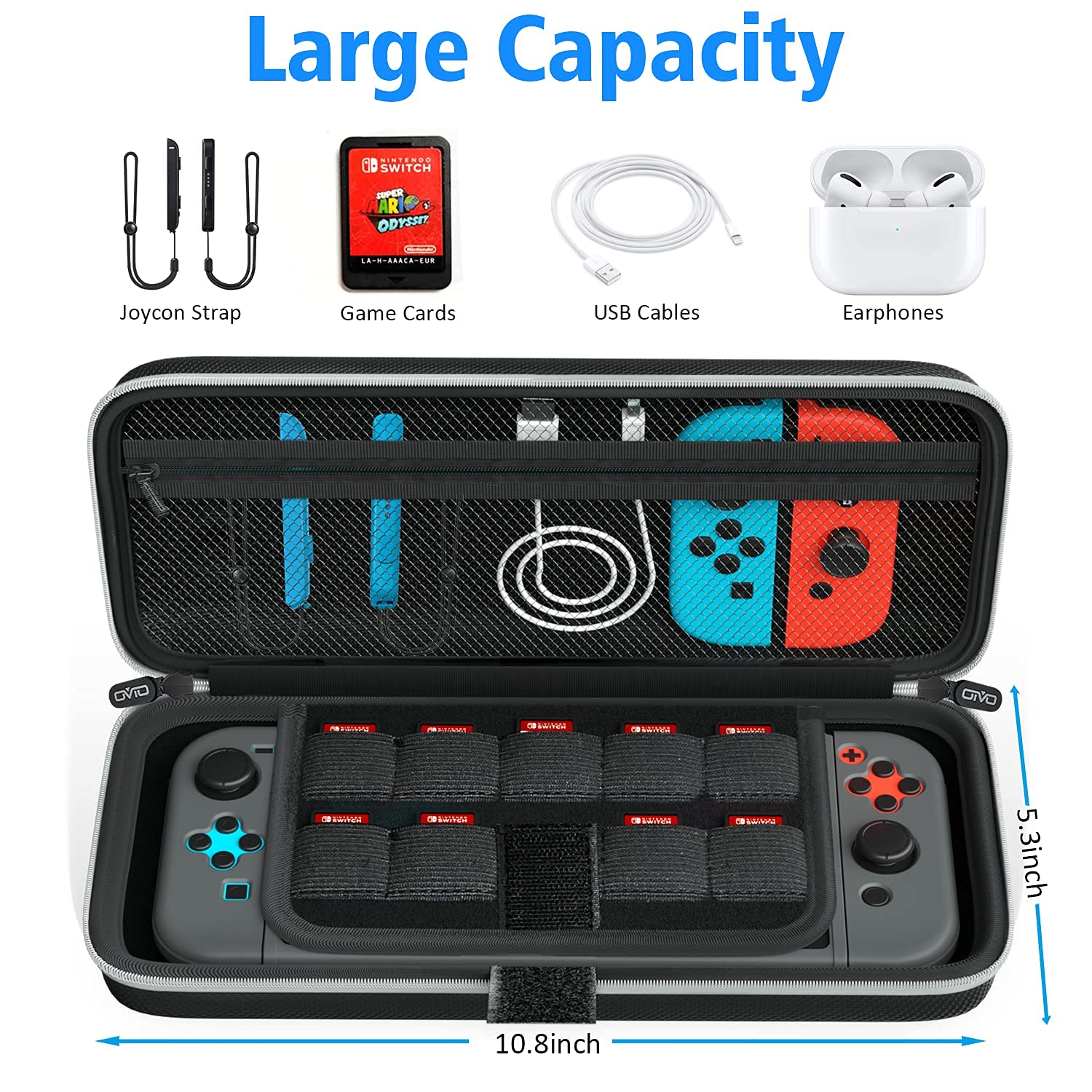 OIVO Switch OLED Case for Switch OLED New Model, Large Capacity Switch Carrying Case Portable Travel Hard Case with Game Card Storage Slots Compatible with Nintendo Switch/OLED Model