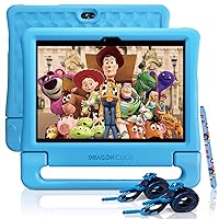 Kids Tablet 10 inch IPS HD Display Android Tablets with 32GB Storage, 2GB RAM, Quad Core Processor, KIDOZ Pre-Installed, Kid-Proof Case, Shoulder Strap and Stylus, WiFi Only – Blue