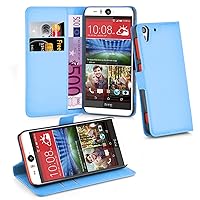 Book Case Compatible with HTC Desire Eye in Sky Blue - with Magnetic Closure, Stand Function and Card Slot - Wallet Etui Cover Pouch PU Leather Flip