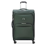 DELSEY Paris Sky Max 2.0 Softside Expandable Luggage with Spinner Wheels, Green, Checked-Large, 28 Inch
