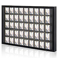 Playing Card Display Case 32.28 x 21.46 x 2.24 Inch Solid Wood Sport Cards Display Frame Holds 60 Decks Collectible Poker Cards Lockable Wall Cabinet Acrylic Door UV Protection, Black