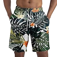 Mens Swim Trunks Hawaiian Summer Short Drawstring Sport Shorts Pants Casual Beach Trunks Holiday Trendy Bathing Suits