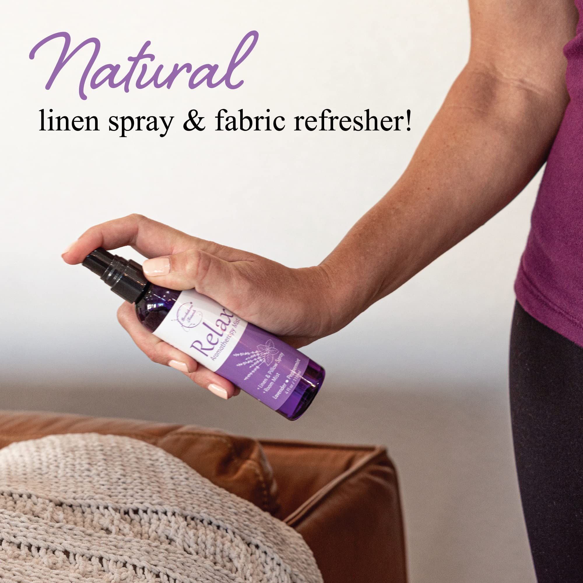 Relax Lavender Spray for Sleep, Natural Linen Spray for Bedding, Perfect Lavender Pillow Spray for Sleep. Aromatherapy Bed Spray with Lavender & Peppermint Essential Oils by Brookethorne Naturals 4oz