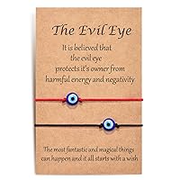 Shonyin Handmade Evil Eye Bracelets Set with Card Red String Bracelet Kabbalah Protection Luck Amulet for Women Men Family Friends